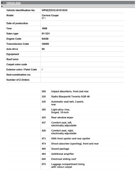 Sample VIN report Sample VIN report